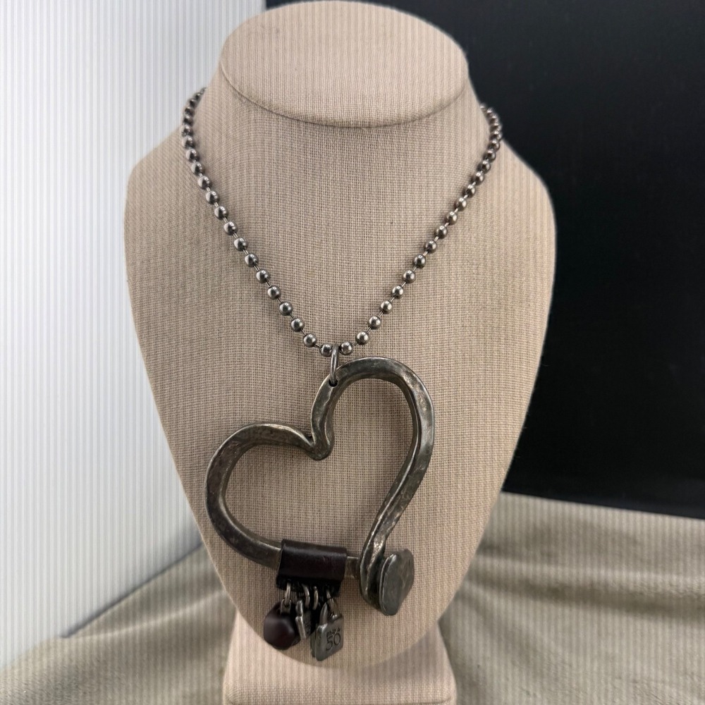 Uno de 50 Necklace Love At First Sight Silver Tone Heart Signed 32"